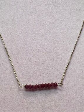 Delicate Pink Bead Bar Necklace - Women Jewelry